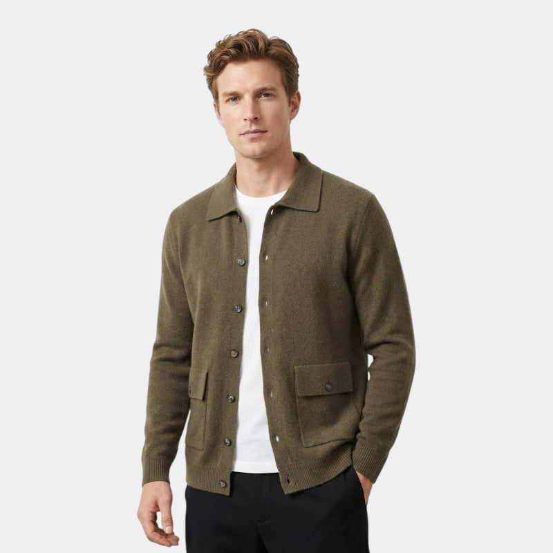 Men’s Cardigan With Dense Knit and Button Fastening