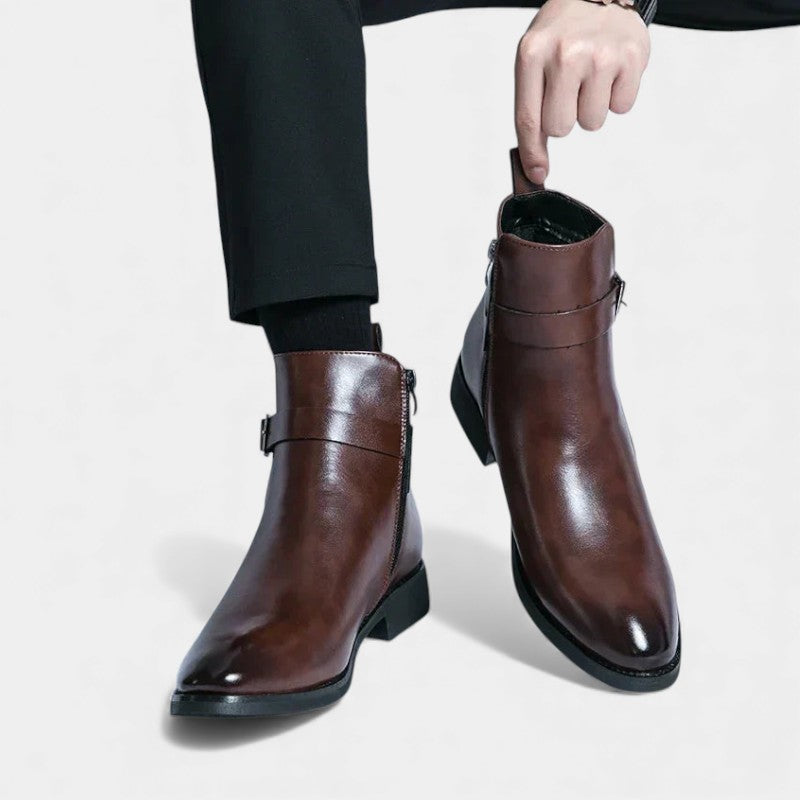 Men’s Chelsea Boots With Side Zip and Buckle Detail