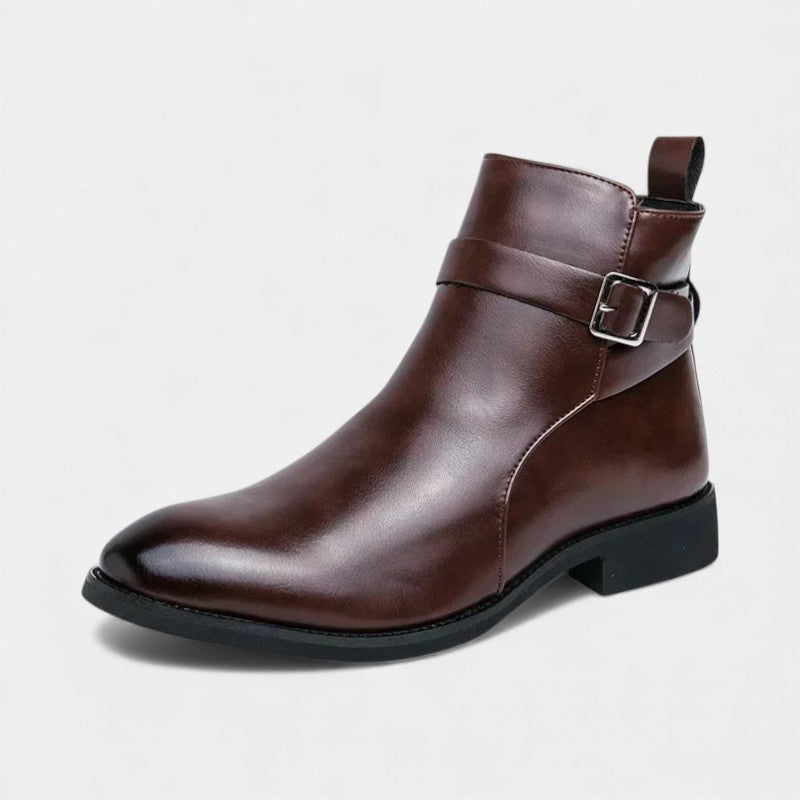 Men’s Chelsea Boots With Side Zip and Buckle Detail