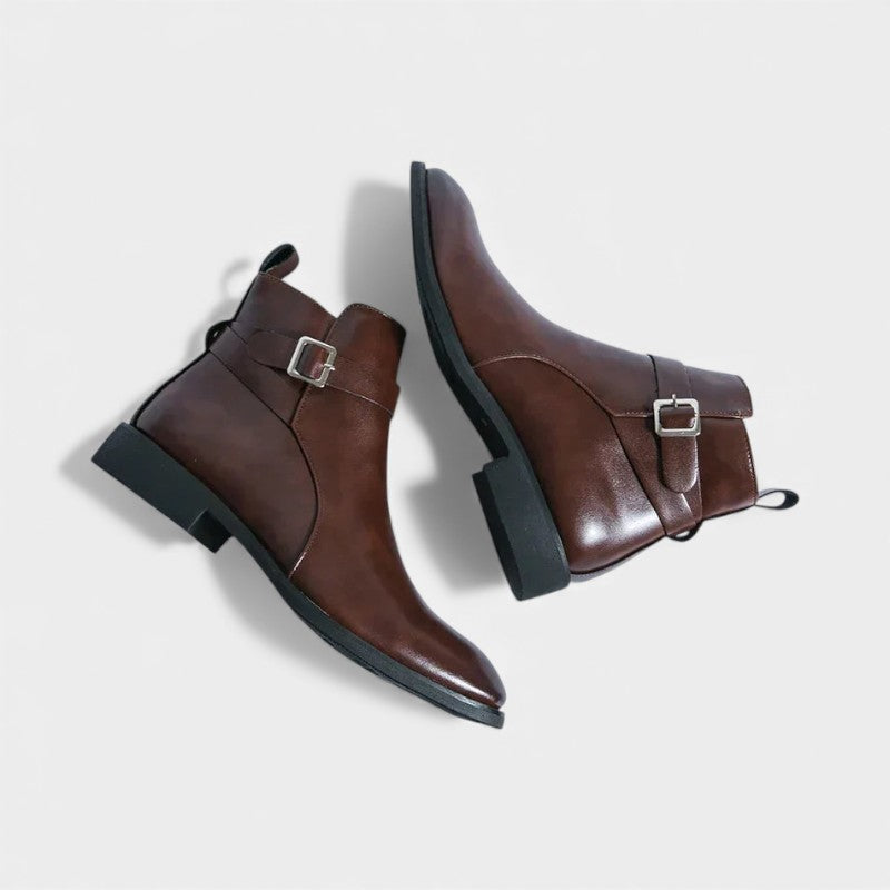 Men’s Chelsea Boots With Side Zip and Buckle Detail