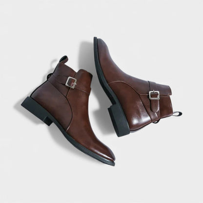 Men’s Chelsea Boots With Side Zip and Buckle Detail