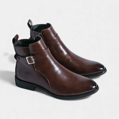 Men’s Chelsea Boots With Side Zip and Buckle Detail