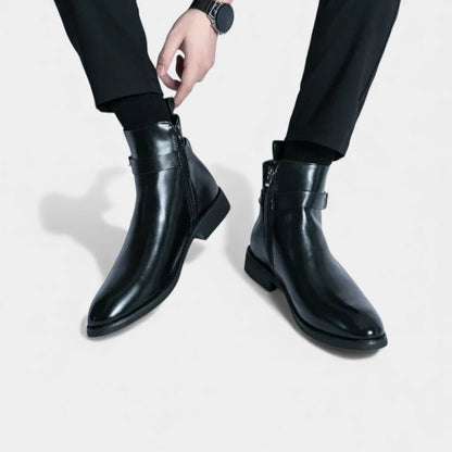 Men’s Chelsea Boots With Side Zip and Buckle Detail