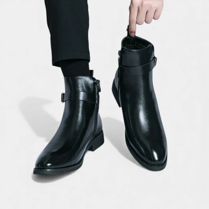 Men’s Chelsea Boots With Side Zip and Buckle Detail