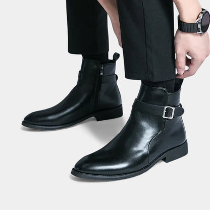 Men’s Chelsea Boots With Side Zip and Buckle Detail