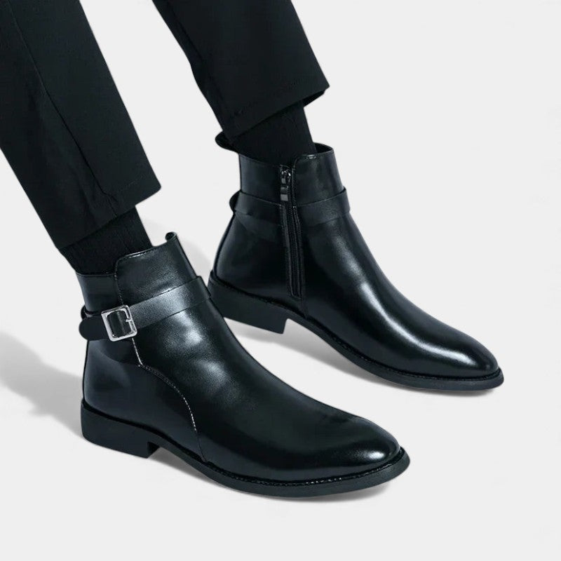 Men’s Chelsea Boots With Side Zip and Buckle Detail