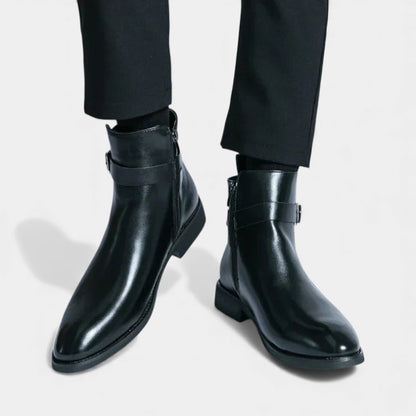 Men’s Chelsea Boots With Side Zip and Buckle Detail