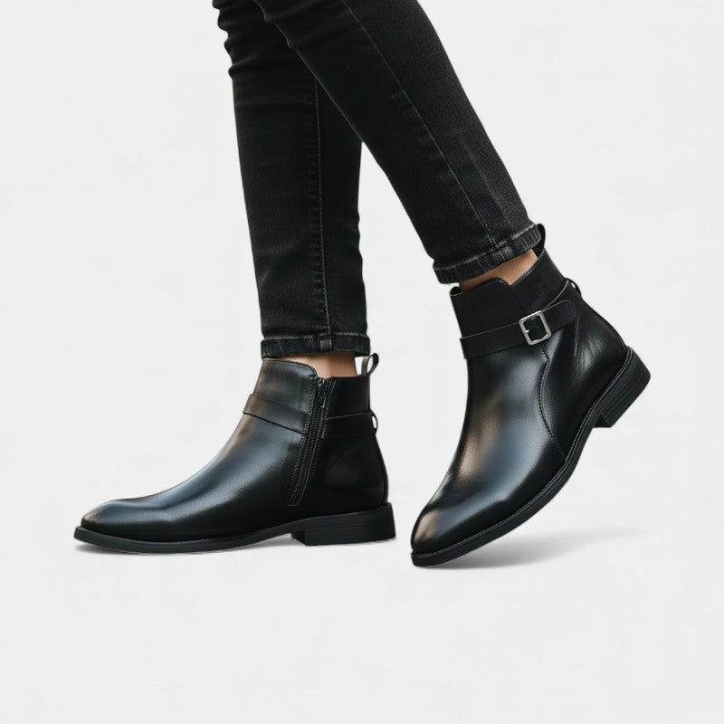 Men’s Chelsea Boots With Side Zip and Buckle Detail