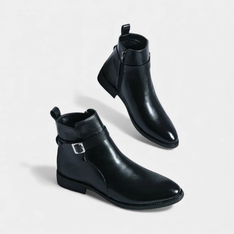 Men’s Chelsea Boots With Side Zip and Buckle Detail