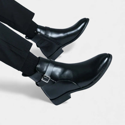Men’s Chelsea Boots With Side Zip and Buckle Detail