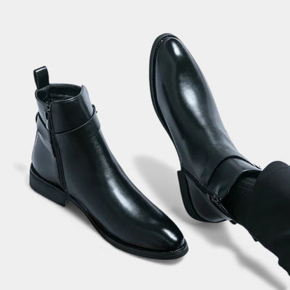 Men’s Chelsea Boots With Side Zip and Buckle Detail