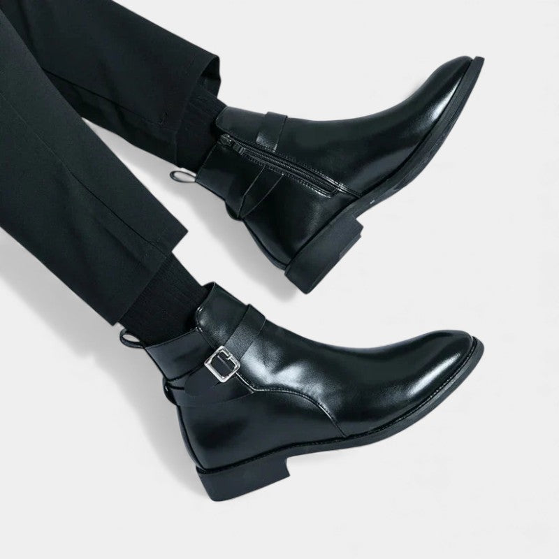 Men’s Chelsea Boots With Side Zip and Buckle Detail
