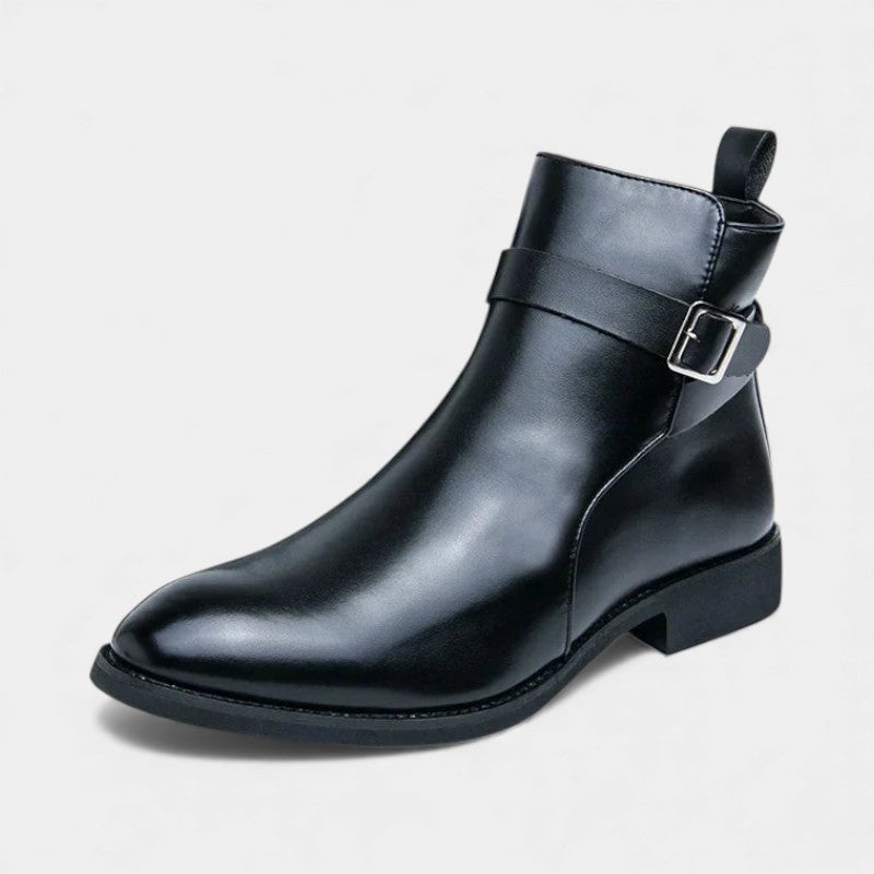 Men’s Chelsea Boots With Side Zip and Buckle Detail