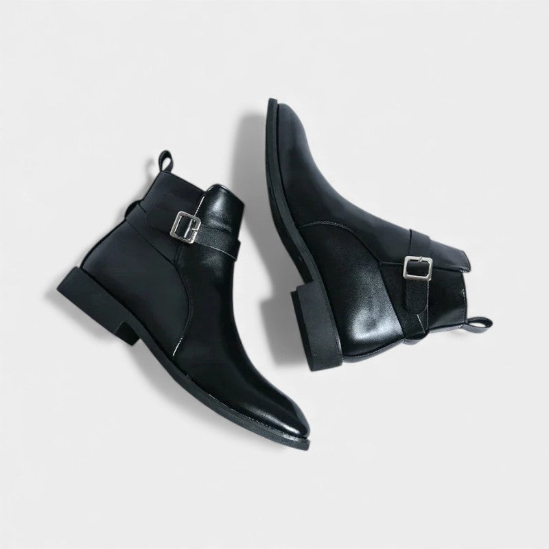 Men’s Chelsea Boots With Side Zip and Buckle Detail