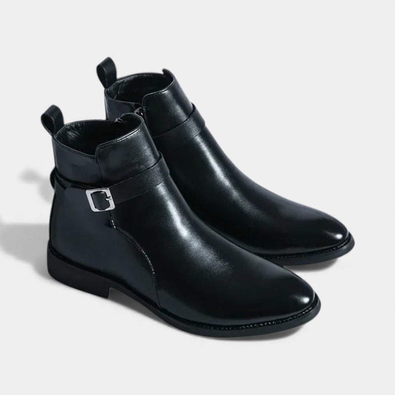 Men’s Chelsea Boots With Side Zip and Buckle Detail