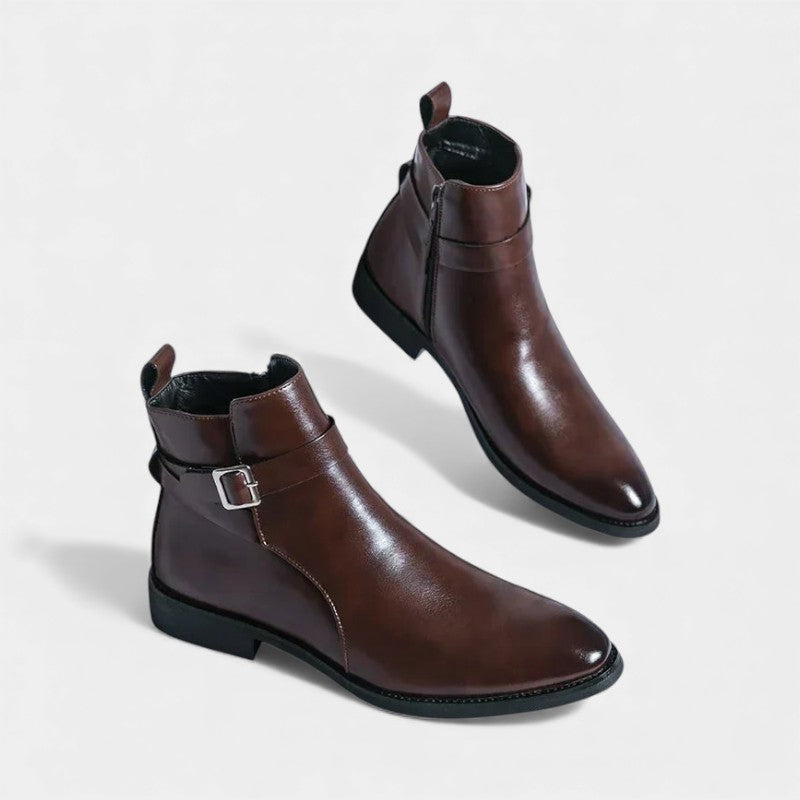 Men’s Chelsea Boots With Side Zip and Buckle Detail