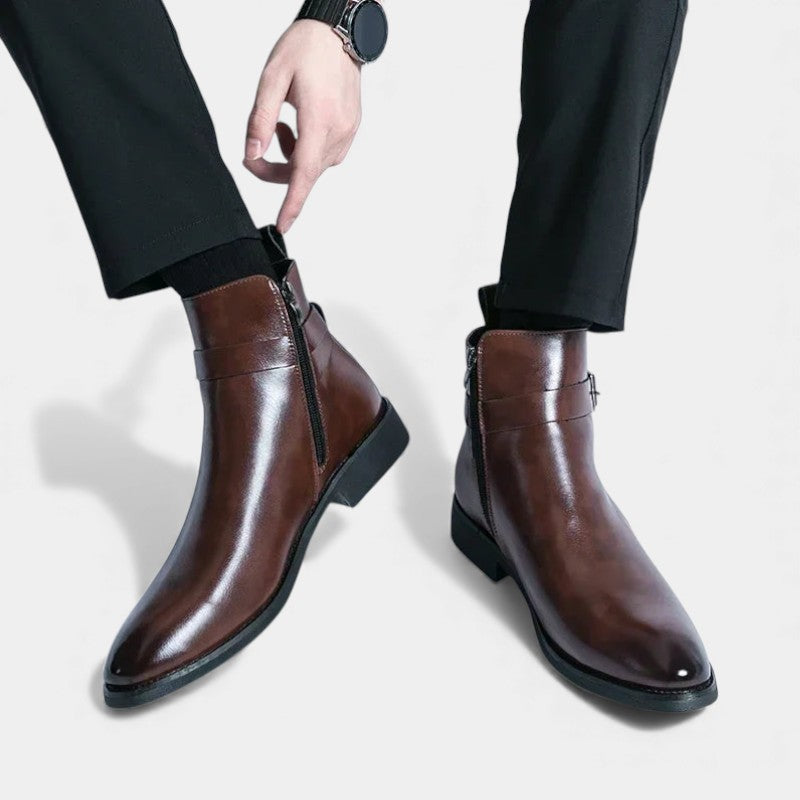 Men’s Chelsea Boots With Side Zip and Buckle Detail