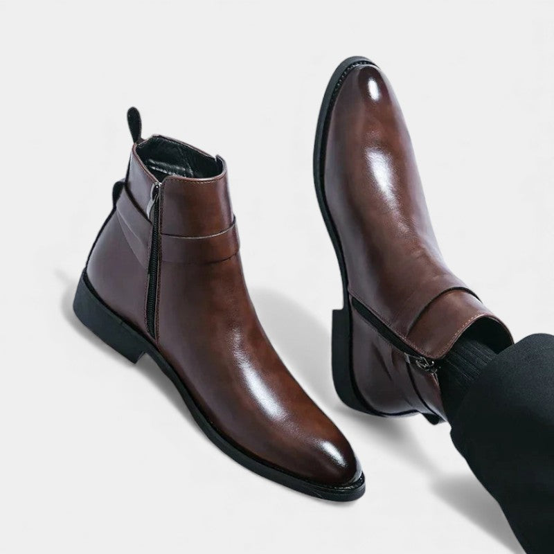 Men’s Chelsea Boots With Side Zip and Buckle Detail