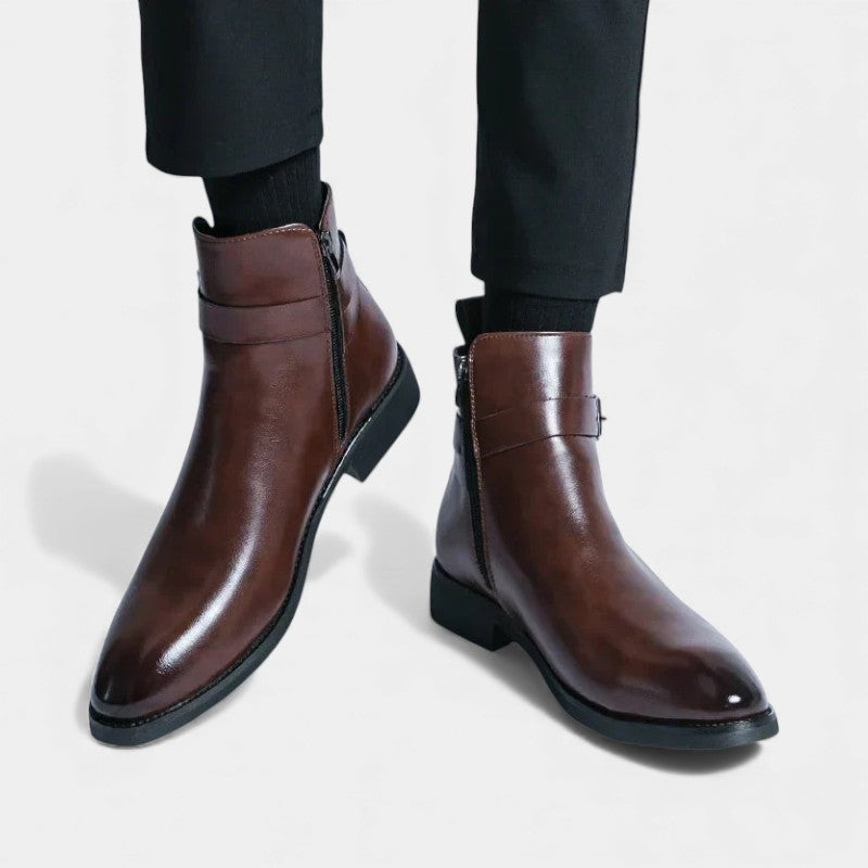 Men’s Chelsea Boots With Side Zip and Buckle Detail