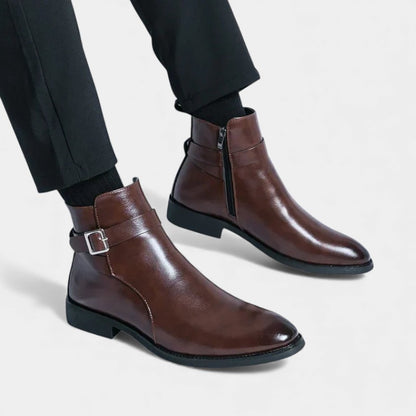 Men’s Chelsea Boots With Side Zip and Buckle Detail