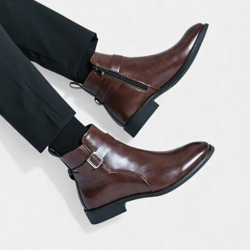 Men’s Chelsea Boots With Side Zip and Buckle Detail