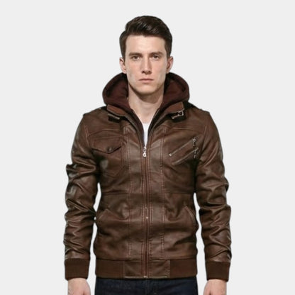 Men’s Coated Jacket With Hooded Inner Layer and Zip Front
