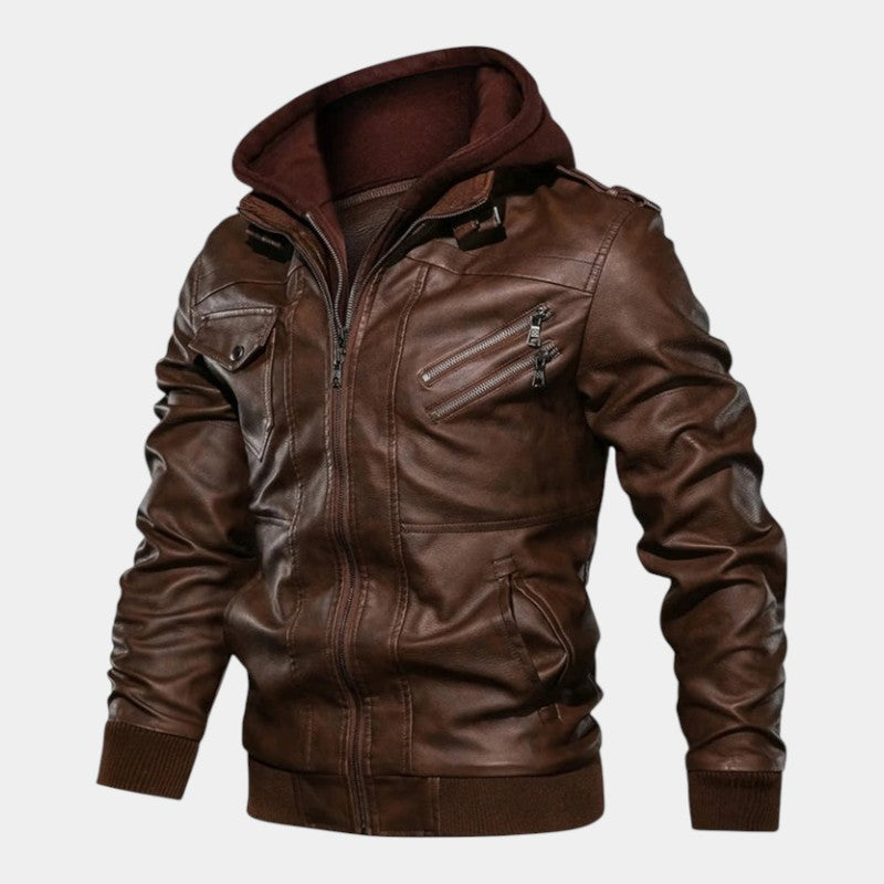 Men’s Coated Jacket With Hooded Inner Layer and Zip Front