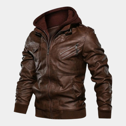 Men’s Coated Jacket With Hooded Inner Layer and Zip Front