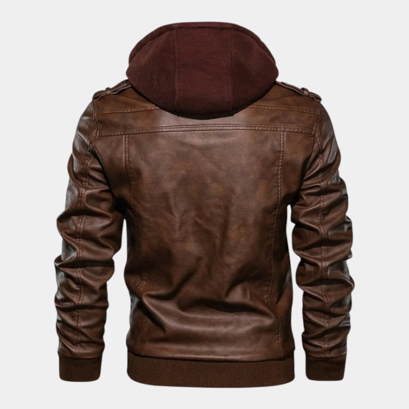 Men’s Coated Jacket With Hooded Inner Layer and Zip Front