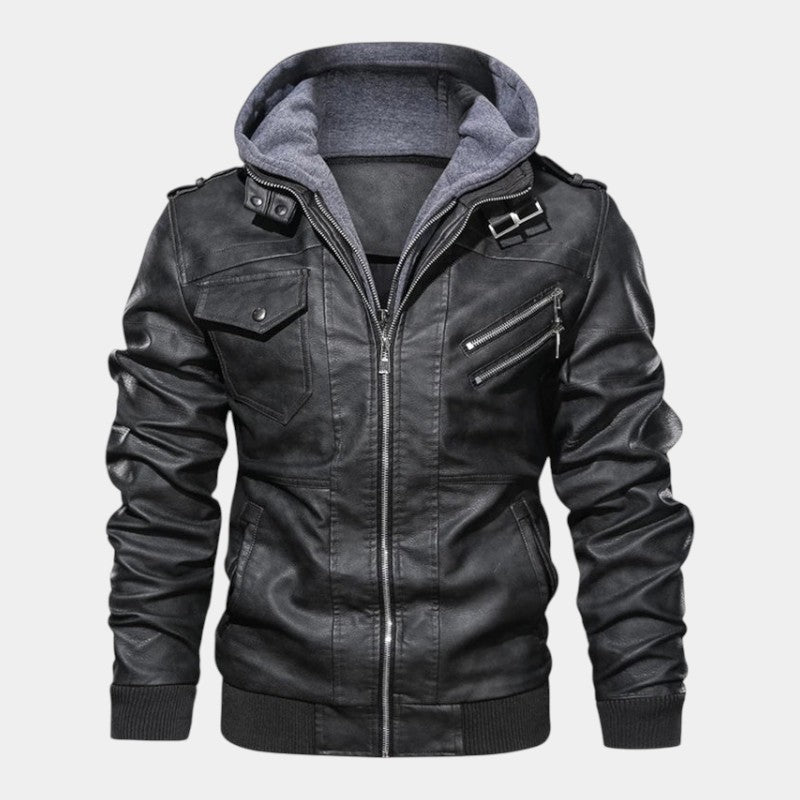 Men’s Coated Jacket With Hooded Inner Layer and Zip Front