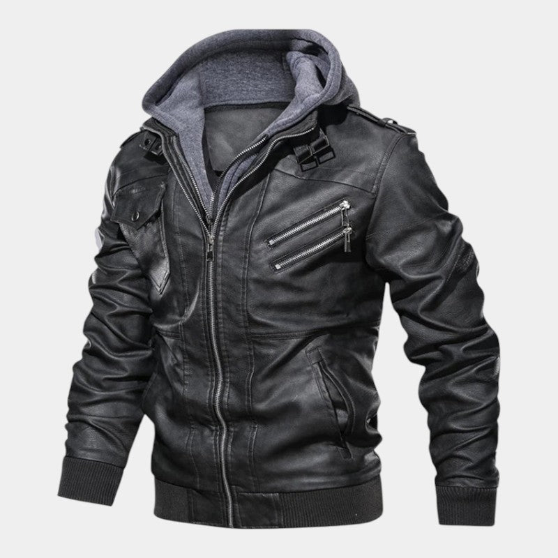 Men’s Coated Jacket With Hooded Inner Layer and Zip Front