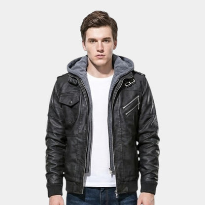 Men’s Coated Jacket With Hooded Inner Layer and Zip Front