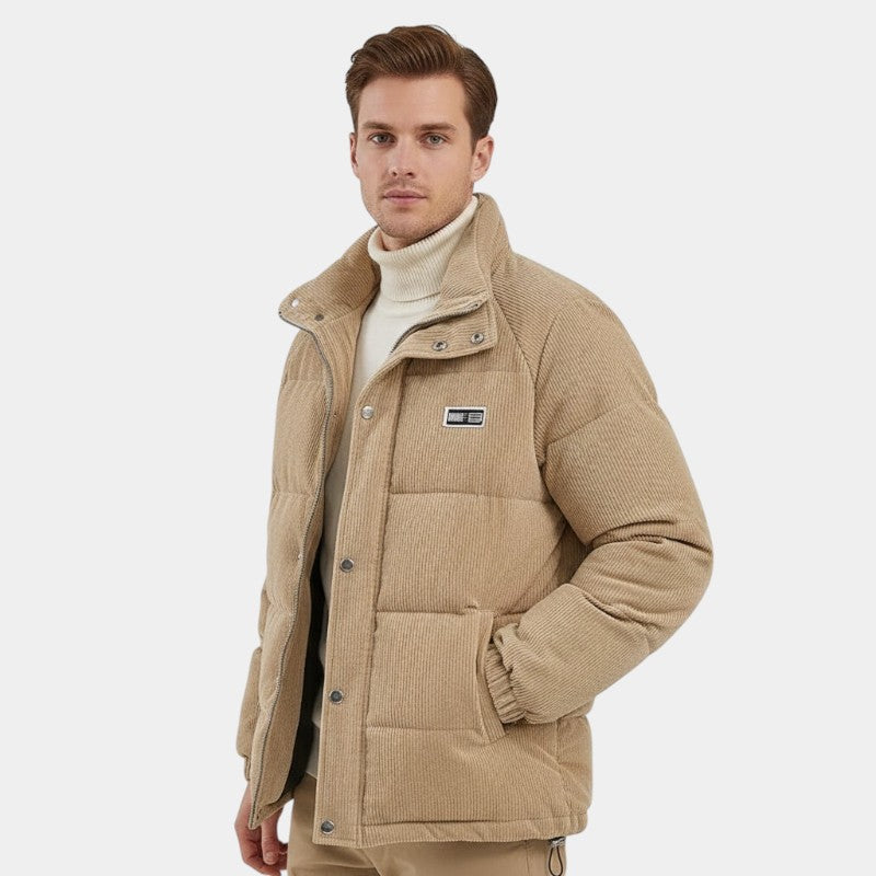 Men’s Cord Jacket With Insulated Lining and Snap Fastening