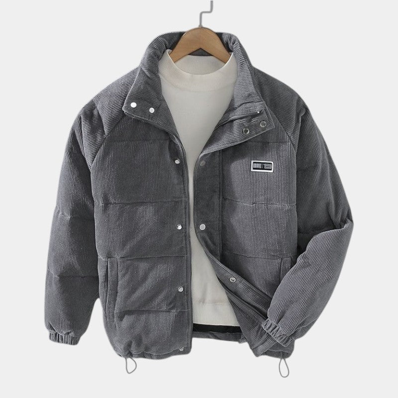Men’s Cord Jacket With Insulated Lining and Snap Fastening