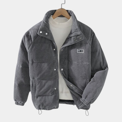 Men’s Cord Jacket With Insulated Lining and Snap Fastening