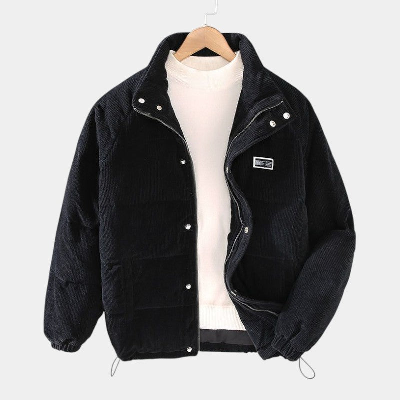 Men’s Cord Jacket With Insulated Lining and Snap Fastening