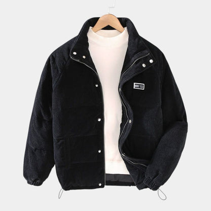 Men’s Cord Jacket With Insulated Lining and Snap Fastening