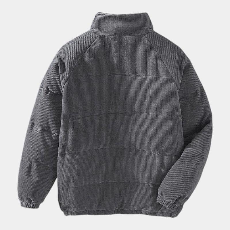 Men’s Cord Jacket With Insulated Lining and Snap Fastening