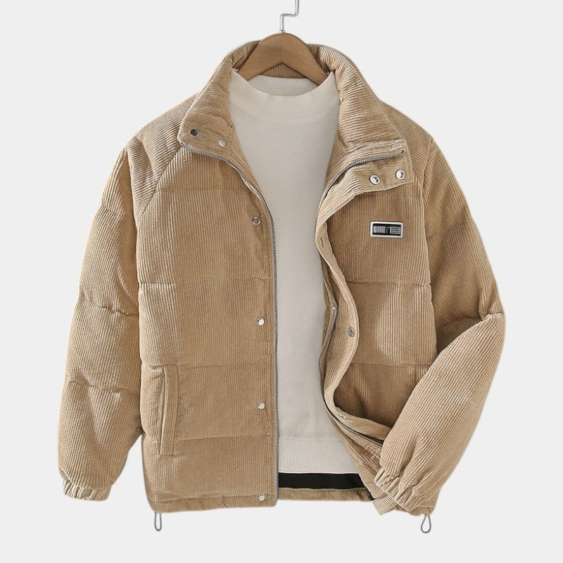 Men’s Cord Jacket With Insulated Lining and Snap Fastening