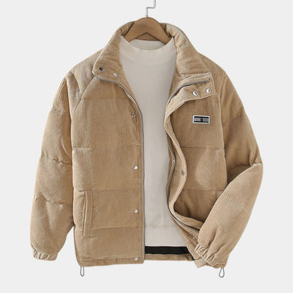 Men’s Cord Jacket With Insulated Lining and Snap Fastening