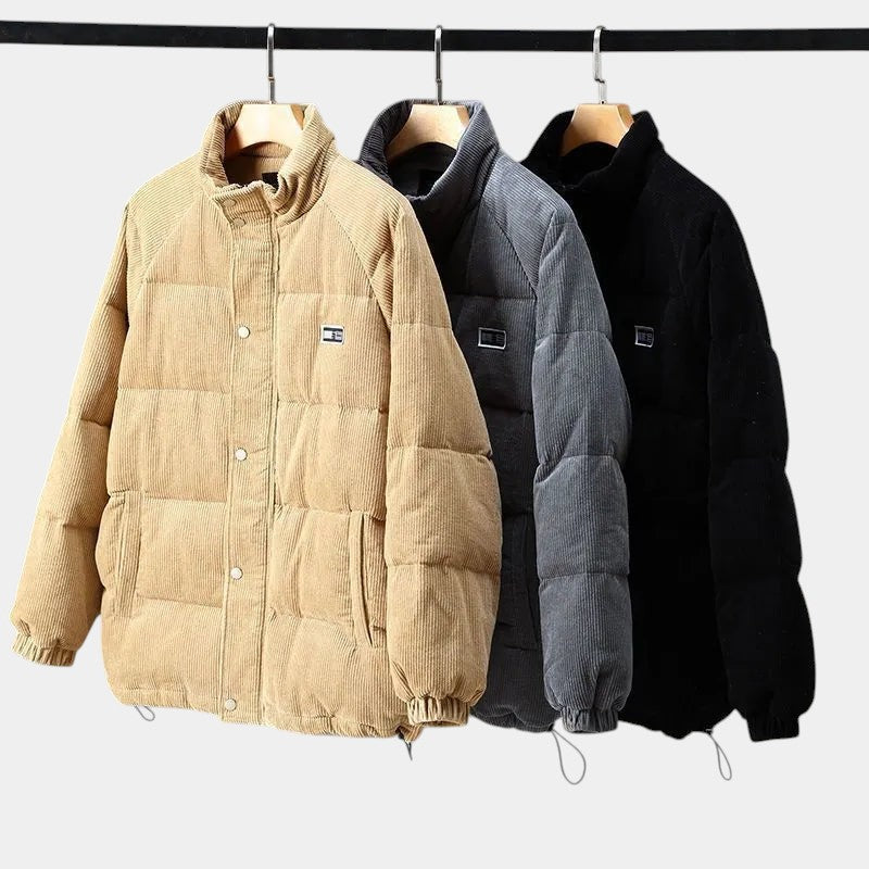 Men’s Cord Jacket With Insulated Lining and Snap Fastening