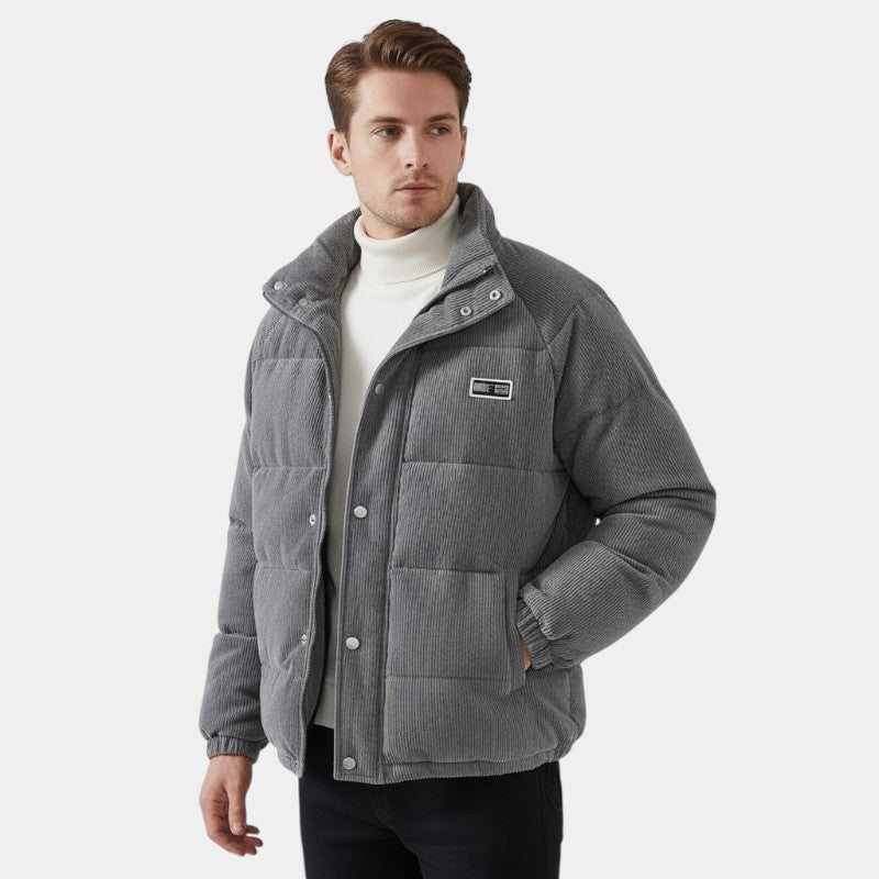 Men’s Cord Jacket With Insulated Lining and Snap Fastening
