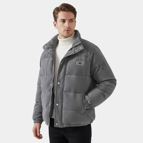 Men’s Cord Jacket With Insulated Lining and Snap Fastening
