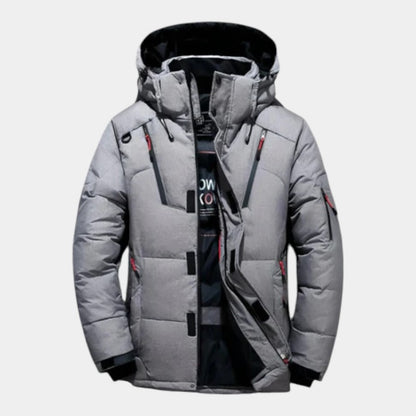 Men’s Down Jacket With Hood and Zip Front