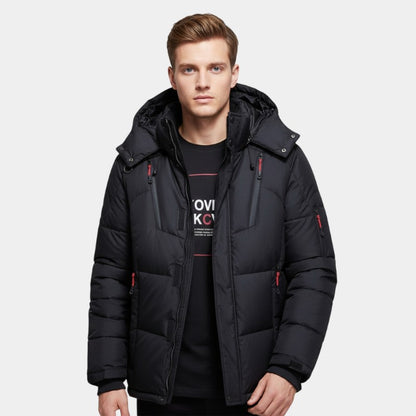 Men’s Down Jacket With Hood and Zip Front