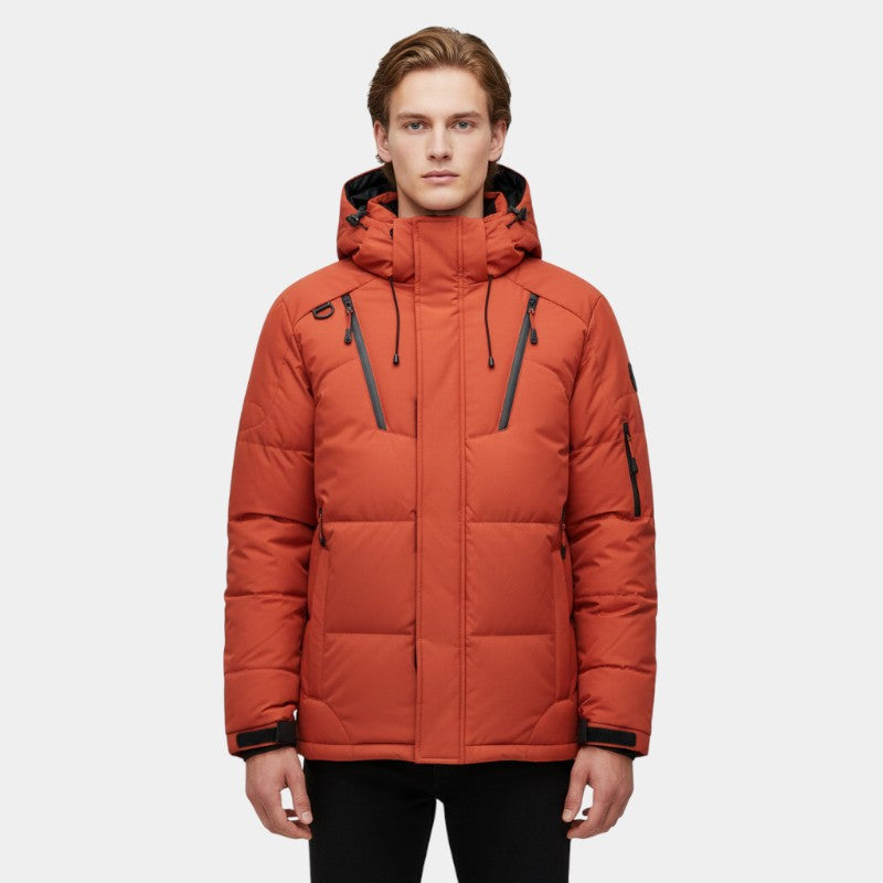 Men’s Down Jacket With Hood and Zip Front