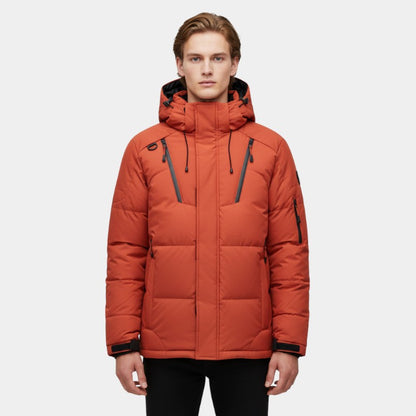 Men’s Down Jacket With Hood and Zip Front
