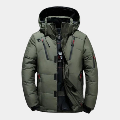 Men’s Down Jacket With Hood and Zip Front