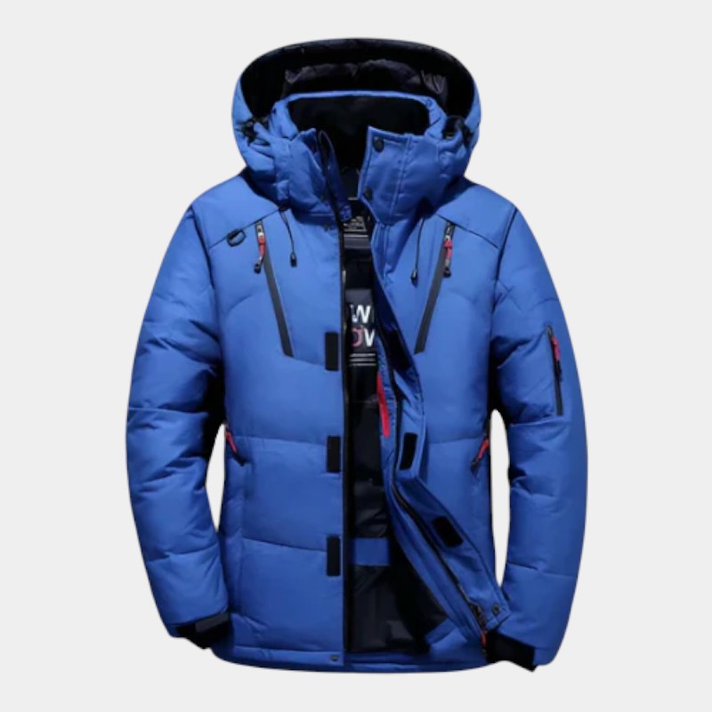 Men’s Down Jacket With Hood and Zip Front