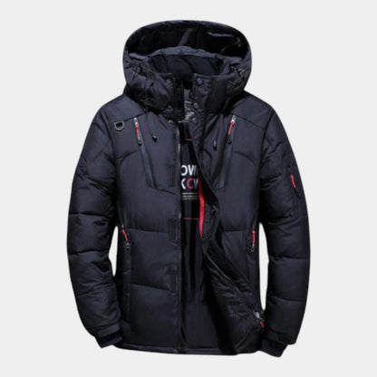 Men’s Down Jacket With Hood and Zip Front